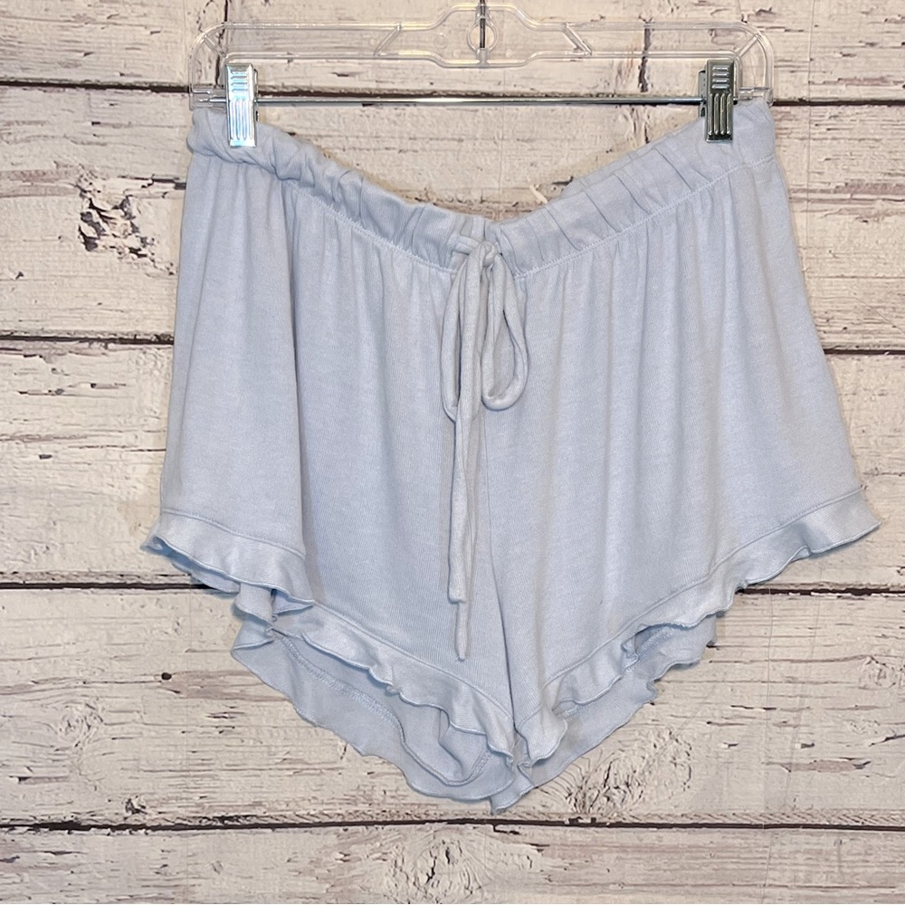 WEEKEND SOUL Shorts Pull On w Ruffle Hem Light Blue-Medium